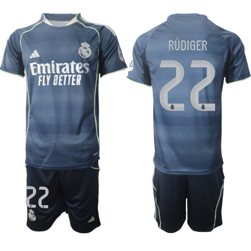 Men 2025-2026 Club Real Madrid away Blue #22 Soccer Jersey->real madrid jersey->Soccer Club Jersey